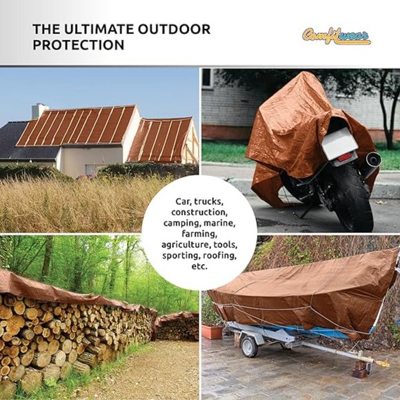 COMFITWEAR MTBR-2040 20 x 40' Brown Hygrade Multiple Use Tarp - Picture 7 of 7